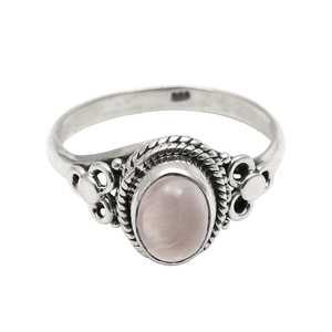 Piedra preciosa de cuarzo rosa natural Plata de Ley 925 Forma ovalada Aspecto clásico Anillo de fiesta Joyería hecha a mano Fabricante al por mayor - Product Image 1