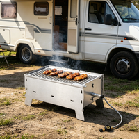 Barbecue à gaz pliable portable en acier inoxydable, antirouille, facile à nettoyer, sans outils, pour balcon et camping