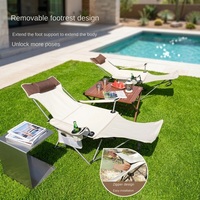 Chaise longue pliante portable d'extérieur - Utilisation camping, plage, jardin - Design inclinable - Dossier réglable - Capacité 120 kg - Polyester