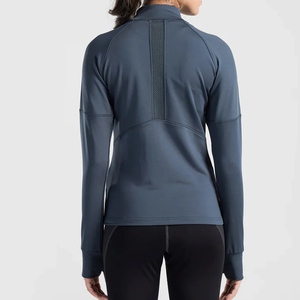 Women's Full Sleeve Solid Color Zip-Up <b>Yoga</b> <b>Jacket</b> With Contrast Stitch Sweat-Wicking Spandex Polyester Regular Fit - Product Image 2