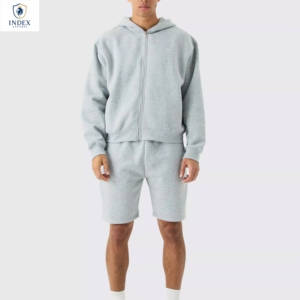 Conjunto de Sudadera con Capucha Gris para Hombre, Marca Index Apparel, Color Sólido, Estilo Casual para Primavera, 100% Algodón, Tejido de Felpa - Product Image 1