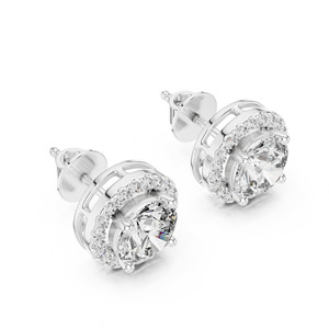 Pendientes Elegantes de Diamantes Raros de 7 MM, Oro Amarillo de 14K, Chapados en Rodio Sólido, Diamantes Cultivados en Laboratorio, para Compromiso, Boda, Unisex - Product Image 5