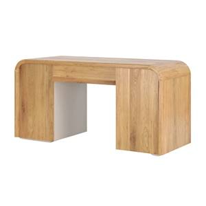 Modern Curved <b>Solid</b> <b>Wood</b> Office <b>Desk</b> with Storage Cabinets Minimalist Writing Table for Home Office Study Room Furniture - Product Image 5