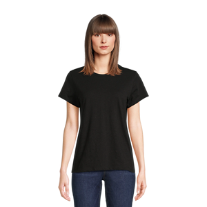 Fournisseur du Bangladesh, t-shirts pour femmes grande taille, couleur noire, col rond, décontractés, design personnalisé, élégant, 100% coton, respirant - Product Image 2