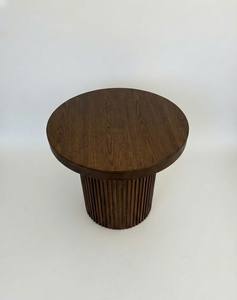 Mesa de Centro Cuadrada con una Pata de Columna, Diseño Moderno, Acabado Marrón Oscuro, Muebles para el Hogar - Product Image 1