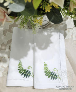 ผ้าเช็ดปากบนโต๊ะทำจากผ้าฝ้ายแบบใช้แล้วทิ้งคุณภาพสูงแบบปักลวดลายเฟิร์นสีเขียวสำหรับบ้านโรงแรมงานซักได้ - Product Image 6