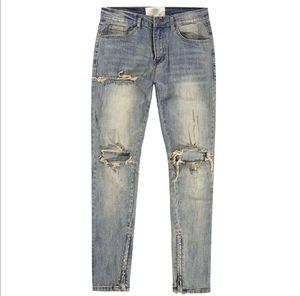 2025 nouveau produit hommes pantalons maigres Badge jean hommes à la mode genou trou Denim Jogging pantalon haute qualité hommes jean - Product Image 1