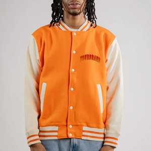 Custom Plus Size Men's Streetwear Jacket with Contrast Sleeves Vintage Baseball Letterman Varsity Style <b>Canvas</b> Fabric - Product Image 4