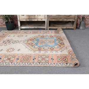 Vintage Turkish Rug 5.3x8.3 ft, <b>Brown</b> Floral <b>Wool</b> Rug - Product Image 5