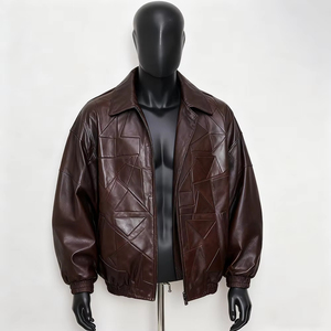 OEM Custom <b>Men's</b> Embossed Logo Stand Collar <b>Trucker</b> Motorcycle Bomber <b>Jacket</b> Winter Season PU Leather <b>Jacket</b> - Product Image 5