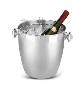 Metall-Dekoration Stand-Eis-Eimer zu verkaufen Party-Anpassung Metall Aluminium Guss Champagner Wein Eimer mit Seitengriffen