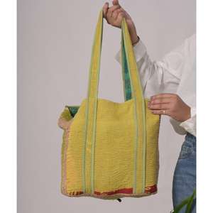 Bolso Vintage Kantha de Algodón Hecho a Mano para Mujer, Bolso Bohemio con Estampado Indio, Bolso de Compras Reutilizable - Product Image 2