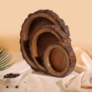 Ensemble de plateaux alimentaires en bois poli design de luxe moderne écorce écologique assiette jetable personnalisée en gros décor de campagne - Product Image 1