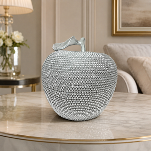Statua Artistica Ecologica in Resina a Forma di Mela con Perline Argentate MiYue, Decorazione di Lusso per Soggiorno, Camera da Letto e Tavolino, Simbolo di Pace e Benedizione - Product Image 4