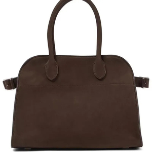 Sac Boston classique en cuir véritable marron pour femme, sac à main avec rabat, deux poignées, usage quotidien, design élégant - Product Image 1