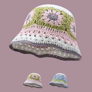 2025 unisexe été coton seau chapeau nouvelle plage vacances Style camionneur parasol rose bleu tricot Crochet Performance cyclisme - Product Image 3