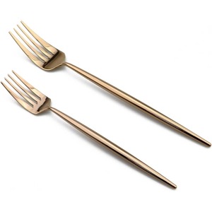 Service de couverts dorés 5 pièces de couverts élégants en acier inoxydable avec longues poignées coniques pour la maison, les repas et les fêtes de mariage - Product Image 6
