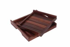 Plateau de service en bois 100% shesham avec poignée cadeaux pour vous plateaux rustiques - Product Image 4