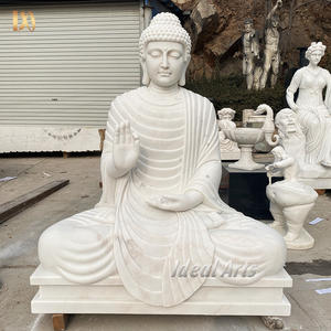 Hand Carved Large White Stone Marble Religious <strong>Buddha</strong> <strong>Statue</strong> Sculpture For Outdoor Garden Temple And Home Decor - Product Image 3