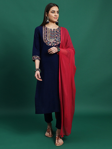 Conjuntos Exclusivos de Kurti, Pantalón y Dupatta de Algodón Negro para Mujer, Diseño de Línea A, Ropa Casual de Verano, OEM - Product Image 2