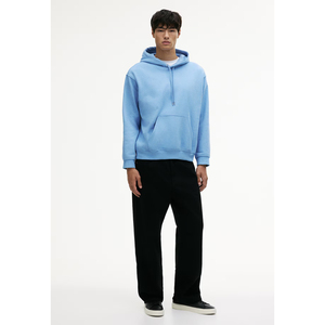 Men's Hoodies Spring Streetwear Solid Pocket Cotton Blend Jersey Fabric Custom Logo Pullover Hoody Thick Heavyweight Streetwear - Product Image 5