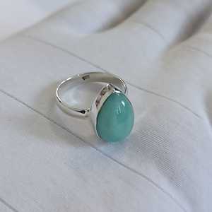 Navya Craft Amazonite <b>Silver</b> <b>Ring</b> <b>925</b> Sterling Handmade <b>Ring</b> <b>with</b> Cut Diamond Inlay Pear Shape Size 4 to 13 Perfect Gift for Her - Product Image 5