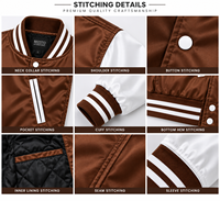 Veste bomber en satin personnalisée de haute qualité, veste de sport décontractée streetwear personnalisée, veste varsity pour homme en tissu satiné, veste letterman.