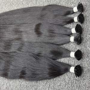 Extensions de cheveux humains vierges alignés sur les cuticules Micro Links Extensions de cheveux Cabello Humuno I Bouclés et ondulés droits - Product Image 5