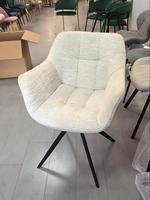 Fauteuil lounge en tissu chenille velours beige pivotant à 360 degrés avec fonctions de dressing et de salle à manger