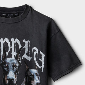 T-shirt Homme Coupe Classique Col Rond Imprimé Uni en Coton Lourd 100% Style Vintage Haute Rue Coupe Ajustée Hiver - Product Image 3