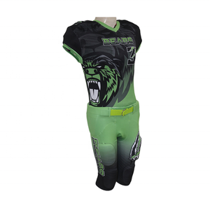 Ensemble de maillots de football américain sublimés de haute qualité, manches courtes, logo personnalisé, nom de l'équipe, 100% polyester - Product Image 4