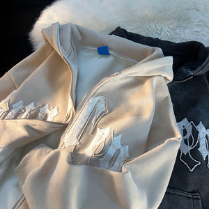 Sweat-shirts à capuche de haute qualité avec logo brodé personnalisé, bas côtelé, coton épais uni, vêtements de rue - Product Image 2