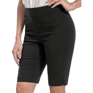 Shorts habillés pour femmes à enfiler, avec logo à sequins et anneau en D, en Spandex/Polyester infroissable, style bureau et décontracté, taille S - Product Image 2