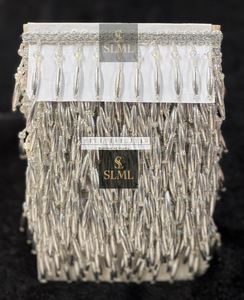 Sarees, robes, rideaux, gouttes brillantes pour robes de mariée, décoration intérieure, franges en dentelle à rayures perlées faites à la main de luxe - Product Image 4