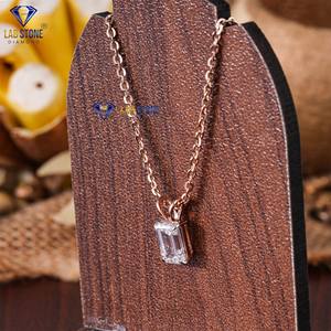 1.23 TDW <b>Emerald</b> Cut Diamond Rose Gold <b>Pendant</b> by Labstone / Where Dreams Shine Bright / EF-VS Color - Product Image 2