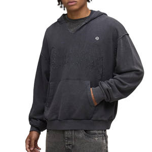 Sweat à capuche en coton lourd délavé surdimensionné pour homme, imprimé graphique au dos, streetwear, pull pour la fabrication de marques privées OEM - Product Image 1