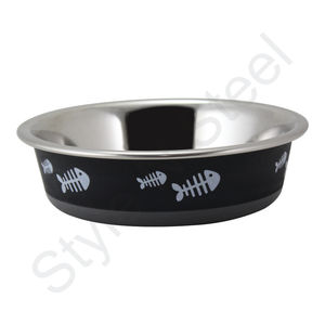 Bols et mangeoires pour animaux de compagnie en acier inoxydable Bols antidérapants pour animaux de compagnie Fusion collée noire Design imprimé - Product Image 1