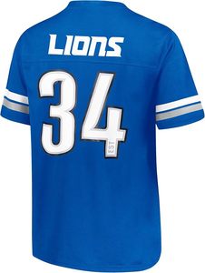 เสื้อยืดไลออนส์บลูเจอร์ซีย์ 34 ปักด้วยเครื่องจักร โพลีเอสเตอร์ ทนทาน ลายมาสคอต ผ้าตาข่ายนุ่ม สไตล์วินเทจ - Product Image 2