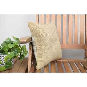 Luxury 14x14 Inch <b>Beige</b> Kilim Patchwork Wool Pillow Rustic Floral and Vintage Print <b>Throw</b> Pillow for Bedding Woven with Silk - Product Image 2