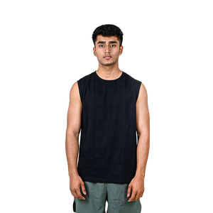 Débardeur sans manches respirant avec logo personnalisé pour hommes, t-shirt de sport noir, séchage rapide, évacuation de la transpiration, vêtements de sport pour hommes, fournisseurs à faible MOQ - Product Image 1