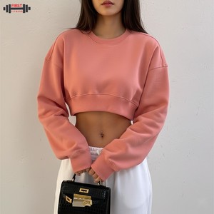 Sweat-shirts à capuche pour femmes, style crop, 2 pièces, personnalisables, pull à une épaule, streetwear, polyester/coton, marque neuve - Product Image 1