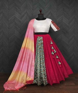 Fancy Georgette espejo trabajo lehenga choli con dupatta desgaste del partido precio al por mayor Ropa Étnica Surat fabricación apparelgarment - Product Image 3