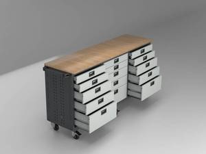 Garage Storage Solution Modular <b>Tool</b> Cabinet with Workbench Top Mobile <b>Mechanic</b> Workbench OEM Knock-down Structure 15 Drawers - Product Image 5