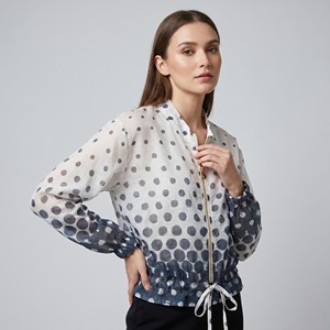 Lightweight Zip-Up <b>Jacket</b> with Elastic Cuffs and Polka Dot Pattern, One Size Fits All (Sizes 36–42) - Product Image 1