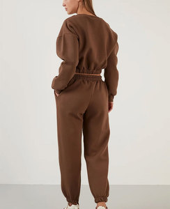 Sudadera con capucha y cremallera de gran tamaño con logotipo personalizado para mujer, conjunto de pantalones de chándal, técnica impresa, chándal de mujer del fabricante - Product Image 1