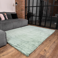 Tapis en fausse fourrure moderne en tweed menthe, fabriqué à la machine, doux, moelleux, antidérapant, décoratif, certifié OEKO-TEX, 75x150 cm