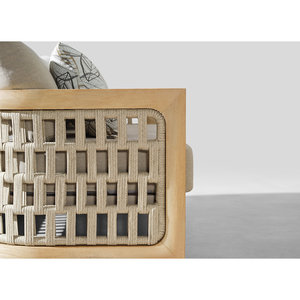 Set da Pranzo Moderno RIVA per Esterni, Tavolo e Sedie in Teak per 6 Persone con Cuscini Resistenti per Uso in Giardino - Product Image 5