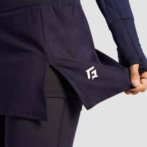 Ace Breathable Office Lady Pencil <b>Skirt</b> with Leggings Navy <b>Elastic</b> Waistline Casual Style Knitted Fabric with Print Decoration - Product Image 5