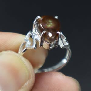 Anillo de ágata de fuego mexicano Natural de Plata de Ley 925, cabujón liso, piedra preciosa, joyería de boda, Plata de ágata de fuego tachonada con diamantes - Product Image 3