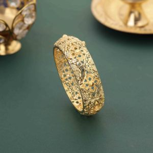 Bracelet Kada ouvrable en gros, plaqué or 14K, 18K, 24K, bijoux de mode traditionnels pour femmes, mariage, laiton, or rempli - Product Image 2